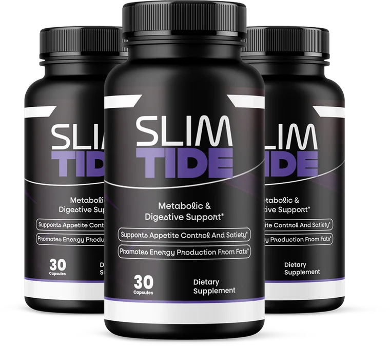SlimTide synbiotic weight and digestive support three-bottle package